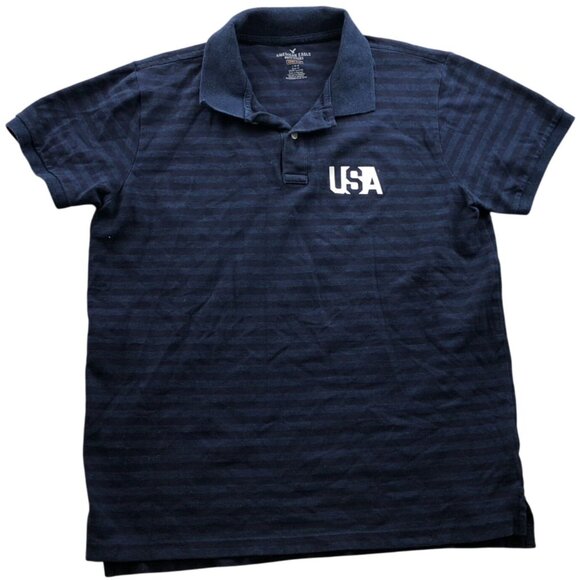 American Eagle Outfitters Men's Polo Shirt Large USA Slim Fit Core Flex Striped - Picture 1 of 12